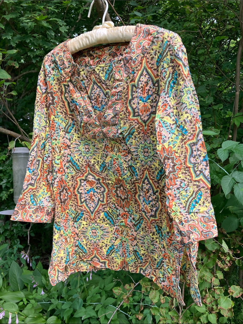 Vintage Multicolor Paisley V-Neck Tunic
